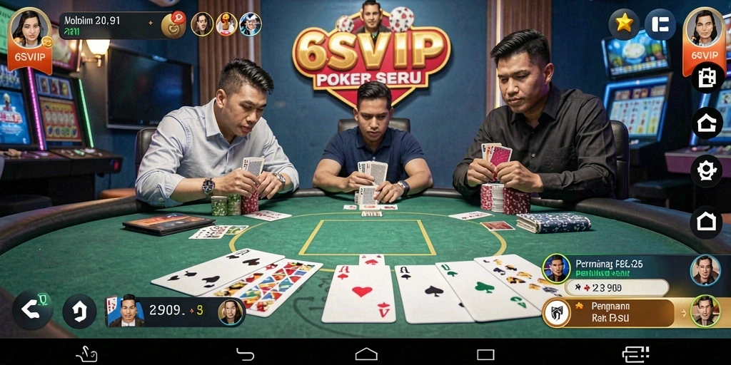 Tampilan gameplay seru dari 6SVIP menunjukkan suasana poker yang nyata.