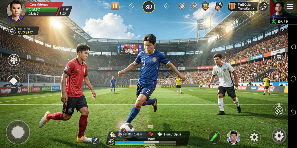 Tampilan gameplay seru dalam aplikasi 8ID yang menampilkan kompetisi olahraga.