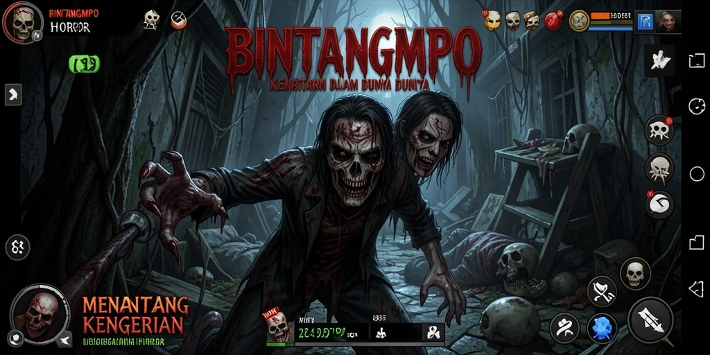 Screenshot gameplay BINTANGMPO yang menampilkan suasana Horror yang menakutkan.