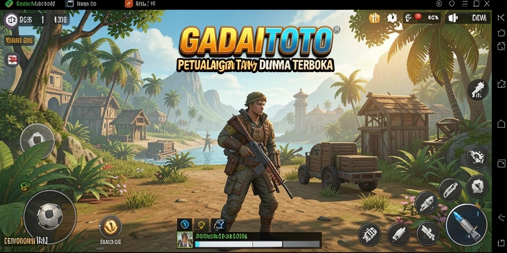 Screenshot gameplay GADAITOTO menampilkan petualangan eksplorasi di dunia terbuka.
