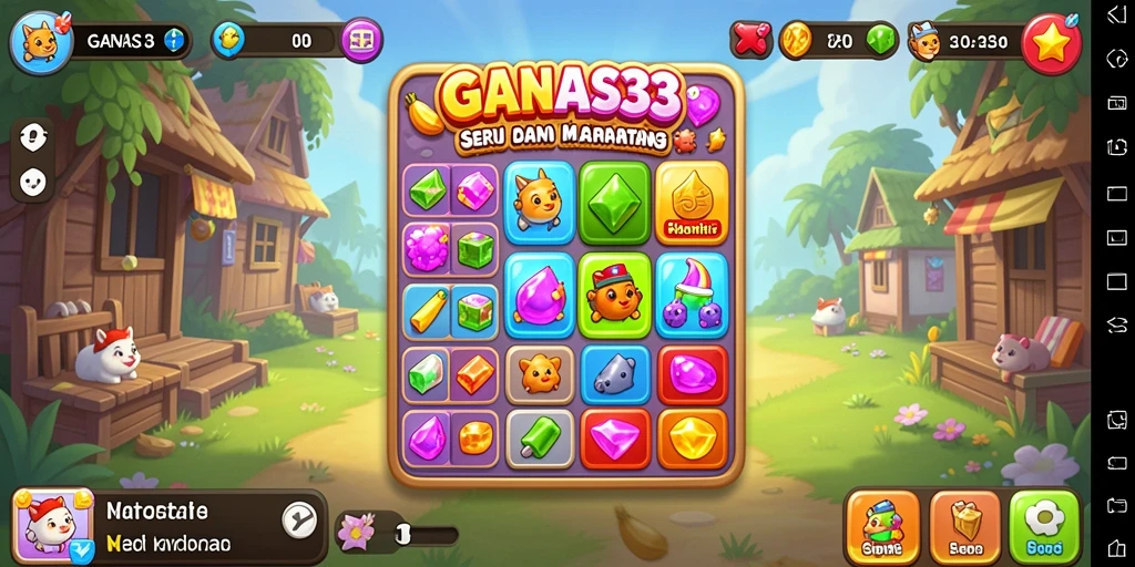 Tampilan seru gameplay Match-3 di GANAS33.