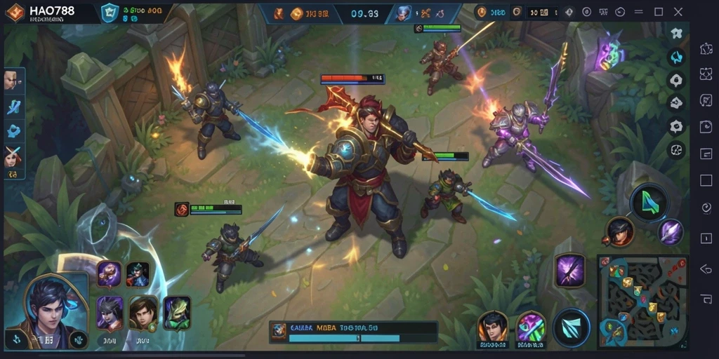 Tampilan gameplay intens HAO788 dalam pertarungan tim yang strategis.