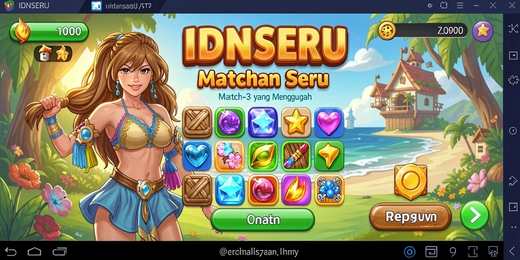 Gameplay menarik dari IDNSERU dengan tantangan Match-3 seru.