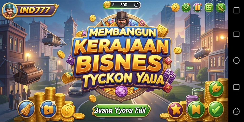 Screenshot gameplay IND777 yang menunjukkan aksi membangun kerajaan bisnis.