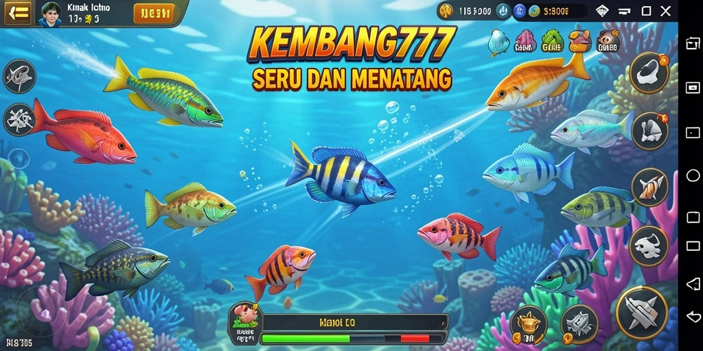 Tampilan menarik dalam gameplay KEMBANG777 dengan ikan berwarna-warni.