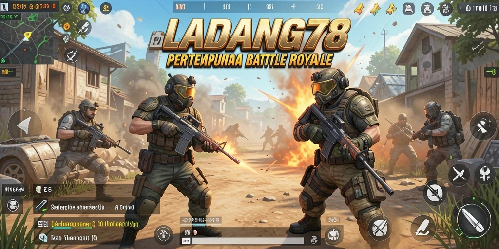 Tampilan gameplay LADANG78 yang intens dan menegangkan dalam Battle Royale.