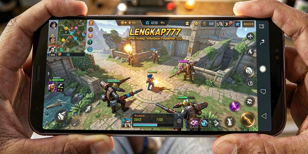 Screenshot gameplay LENGKAP777 menunjukkan aksi pertempuran yang mendebarkan.