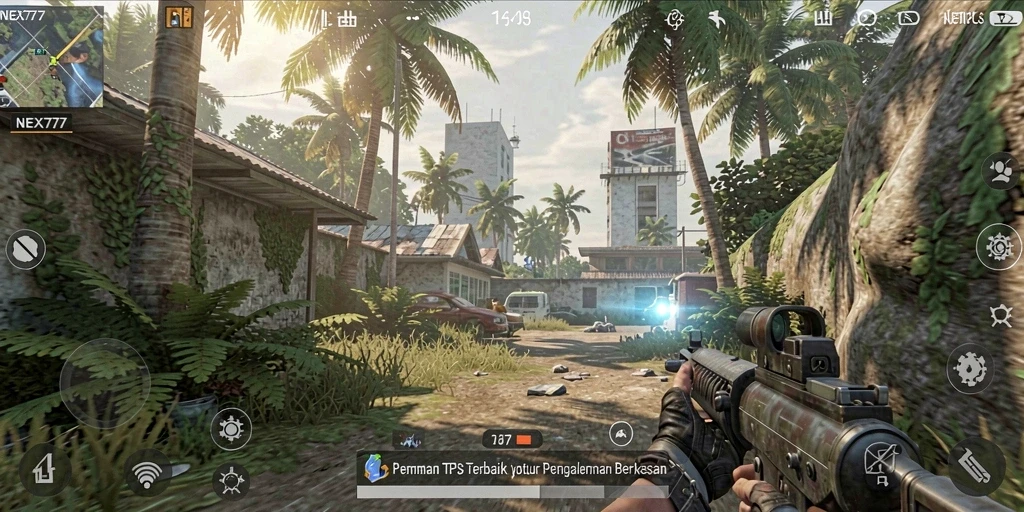 Tampilan gameplay NEX777 yang seru dan mendebarkan dengan aksi TPS.
