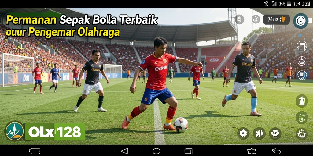 Gameplay seru dari OLX128 dengan aksi sepak bola yang mendebarkan.