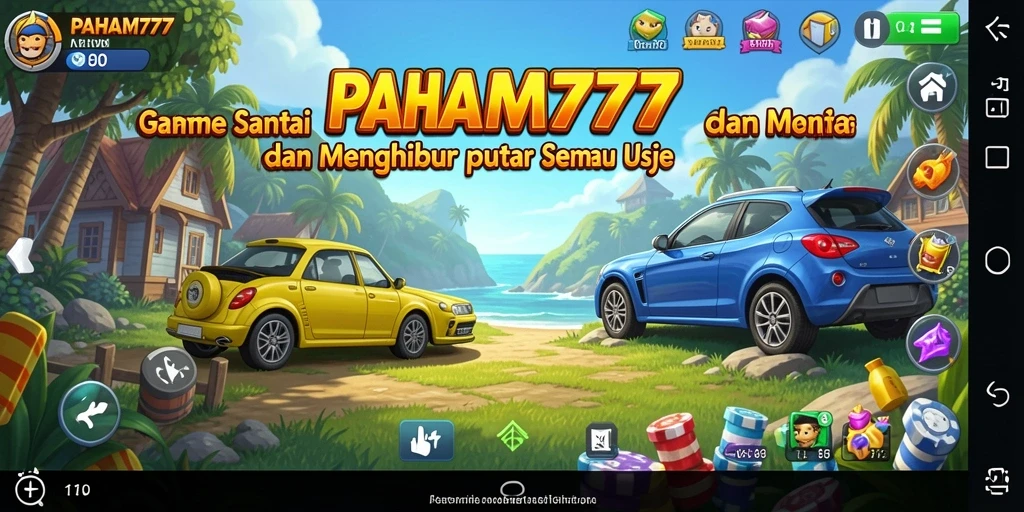 Tampilan gameplay PAHAM777 yang ceria dan menghibur.