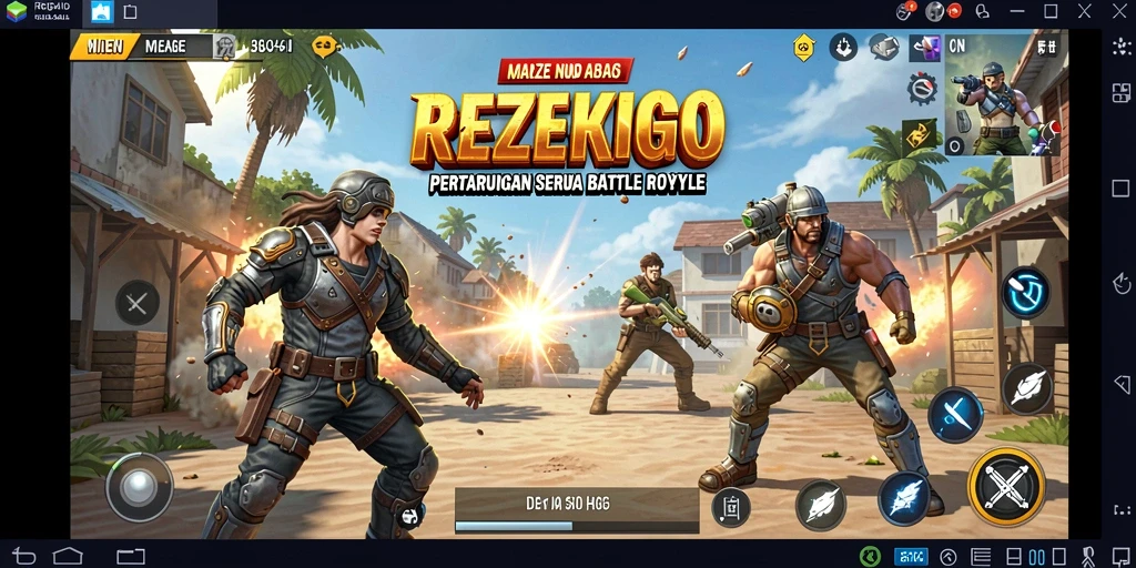 Tangkapan layar menampilkan aksi seru gameplay Battle Royale di REZEKIGO.