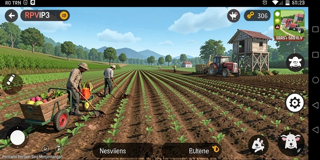 Screenshot utama RPVIP3 menampilkan gameplay seru bertani.