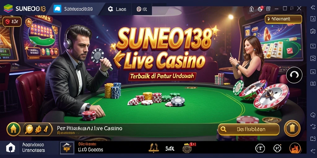 Screenshot SUNEO138 menunjukkan dealer yang berinteraksi langsung dengan pemain dalam permainan Live Casino.