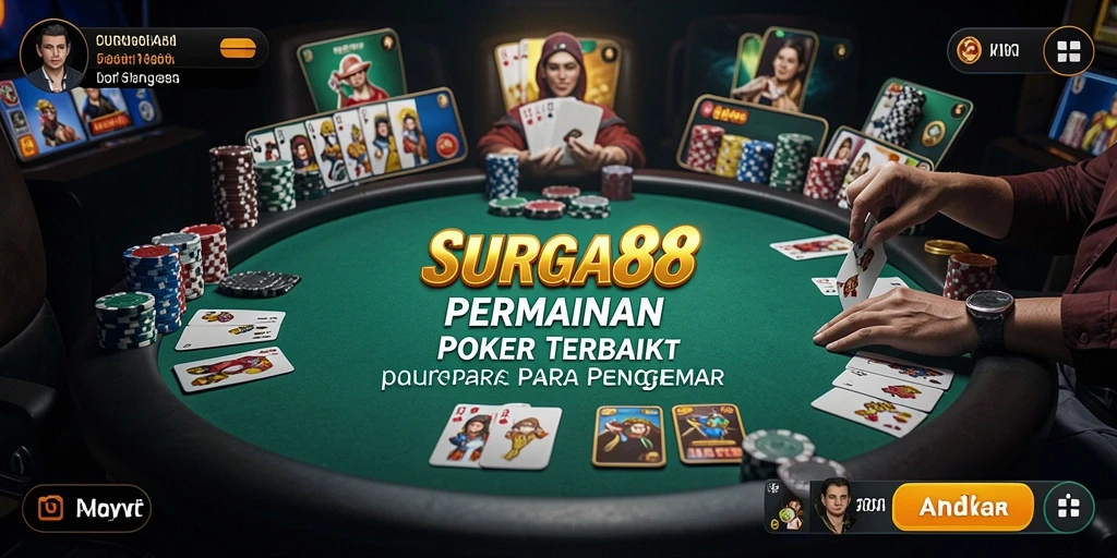 Tampilan dari permainan poker yang menarik dan seru di SURGA88.