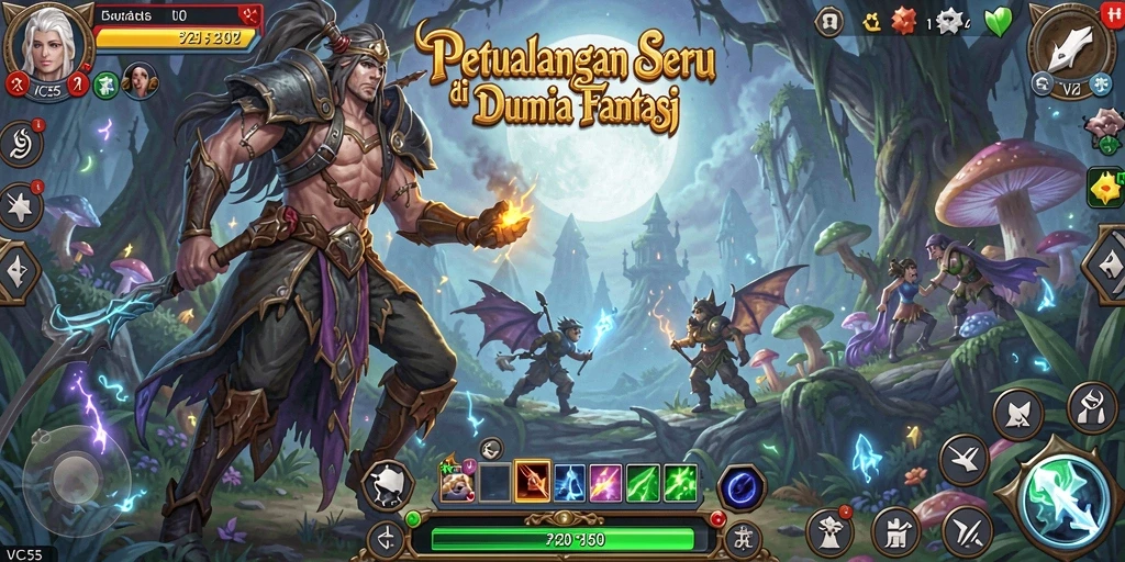 Tampilan gameplay VC55 menampilkan dunia petualangan yang luas dan karakter yang menarik.