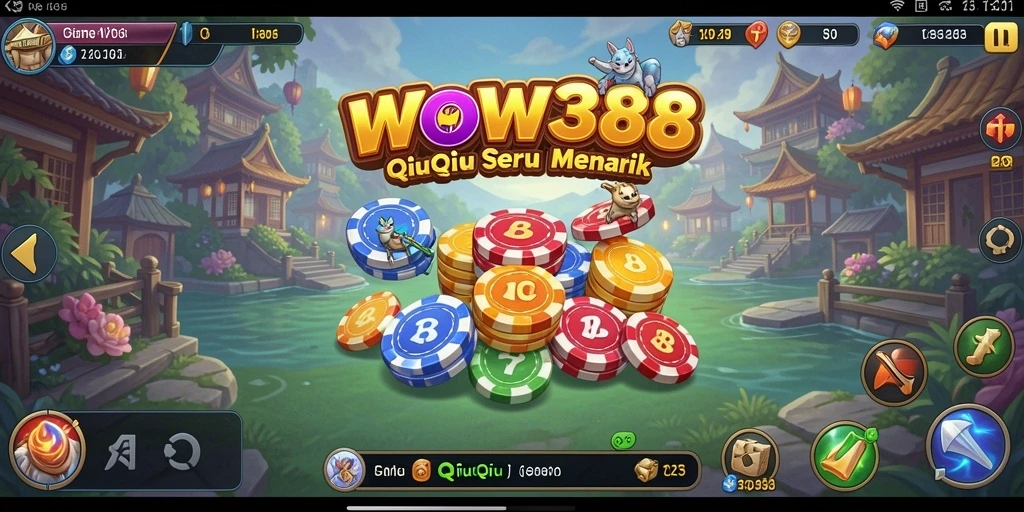 Screenshot WOW388 menampilkan aksi seru dalam permainan QiuQiu.