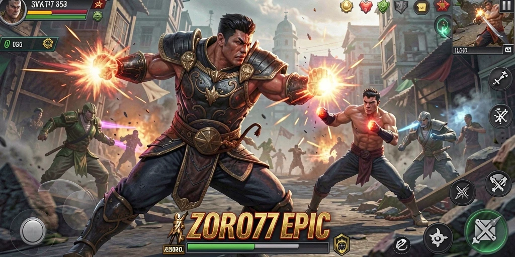 Tampilan gameplay intens ZORO77 dengan aksi yang mendebarkan.